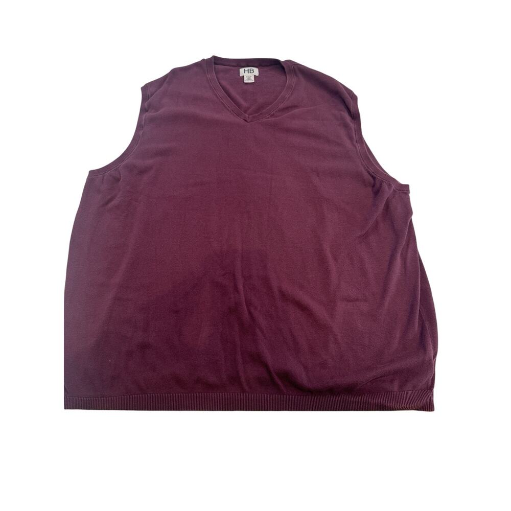 Harbor Bay HB Sweater Vest Mens 6XLT Burgundy V-Neck 100% Cotton Big & Tall